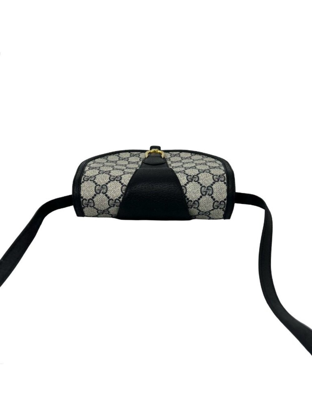 Gucci Vintage GG Logo Pattern Leather Mini Shoulder Bag Crossbody Pochette Navy - Picture 4 of 10
